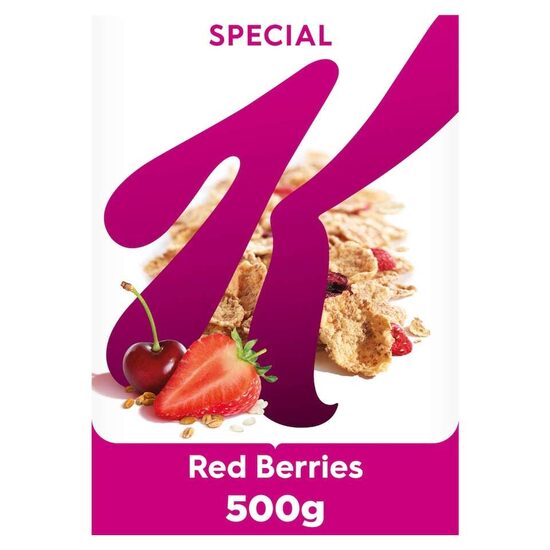 Kellogs Red Berries ar dzelzi, šķiedrvielām un vitamīniem.