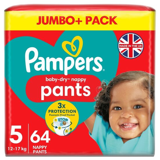 Pampers "biksītes" 5. izmērs 3x protection 64 gb. (0.25 eur/gb)