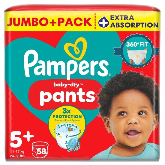 Pampers "biksītes" 5 + izmērs Extra absorbcija 58 gb. (0,32 eur/gb)