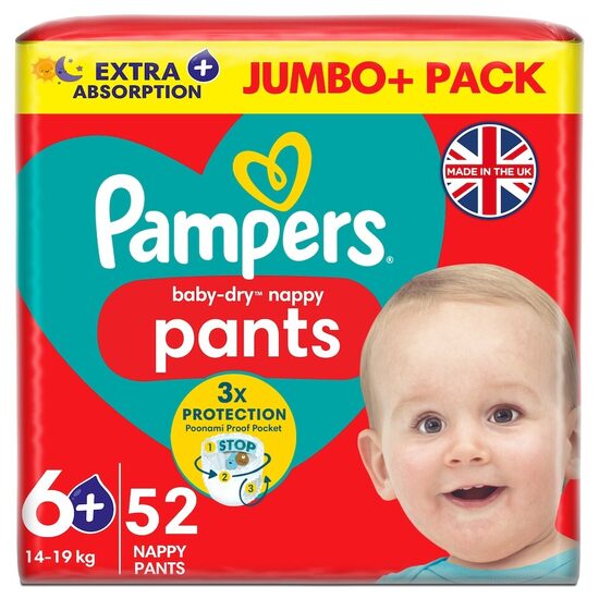 Pampers "biksītes" 6 + izmērs Extra absorbcija 52 gb. (0,36 eur/gb)