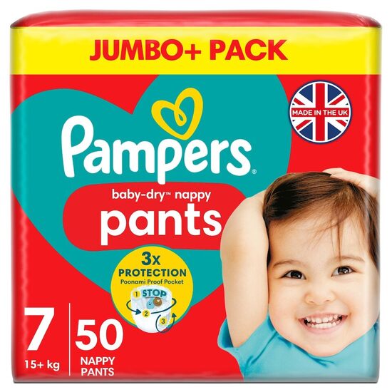 Pampers "biksītes" 7. izmērs 3x protection 50 gb. (0.29 eur/gb)