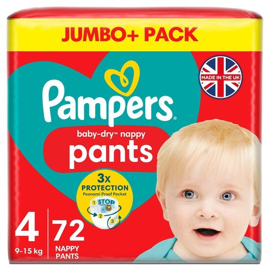Pampers "biksītes" 4. izmērs 3x protection 72 gb. (0.20 eur/gb)