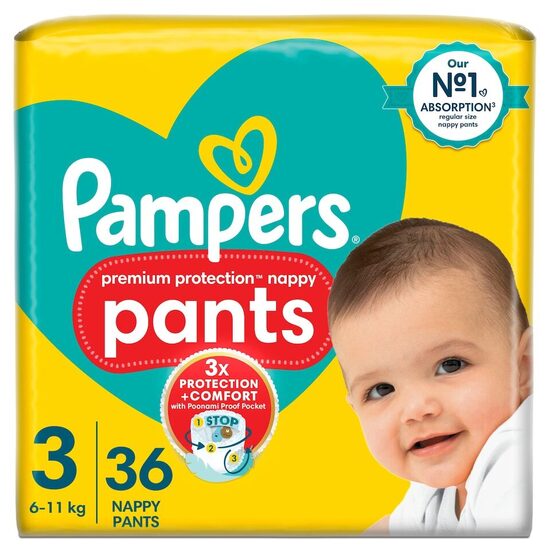 Pampers premium "biksītes" 3. izmērs 36 gb. (0.27 eur/gb)