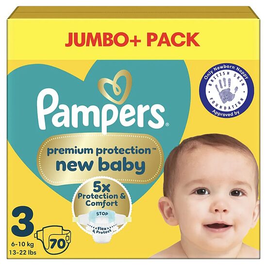 Pampers premium "klipši" ultra soft ar kabatiņu 3. izmērs 70 gb. (0.23 eur/gb)