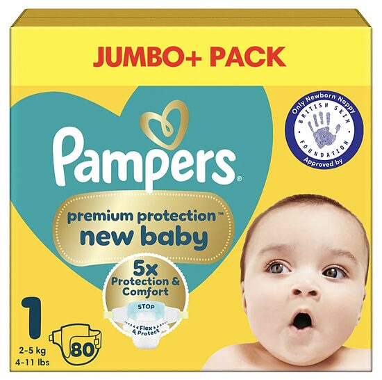 Pampers premium "klipši" ultra soft ar kabatiņu 1. izmērs 80 gb. (0.20 eur/gb)