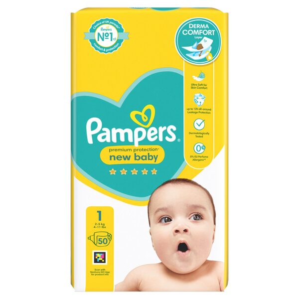 Pampers premium "klipši" 1. izmērs  50 gb. (0.23 eur/gb)