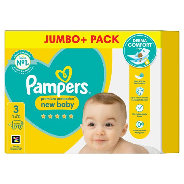 Pampers premium "klipši" 3. izmērs 70 gb. (0.21 eur/gb)