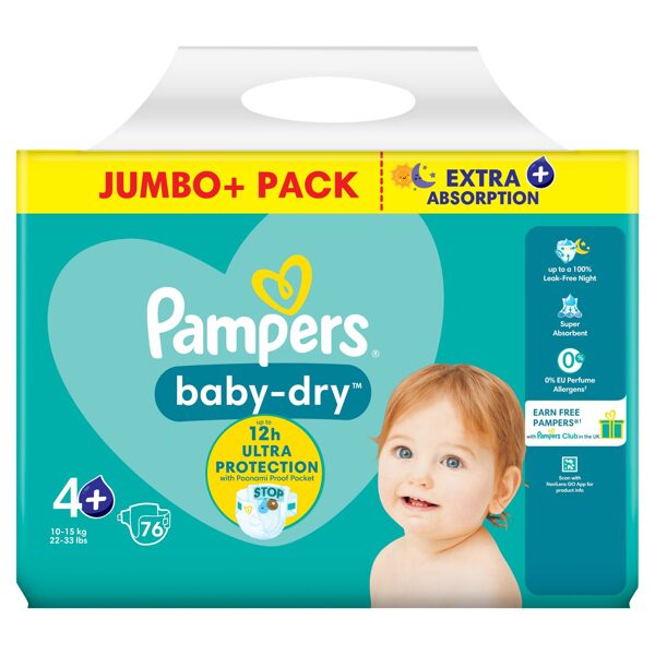 Pampers "klipši" 4 + izmērs Extra absorbcija 76 gb. (0,27 eur/gb)