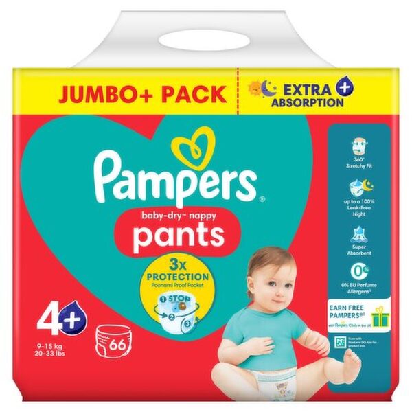 Pampers "biksītes" 4 + izmērs Extra absorbcija 66 gb. (0,32 eur/gb)