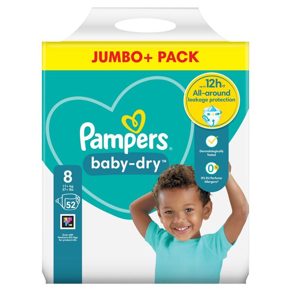 Pampers "klipši" 8. izmērs 52 gb. (0.36 eur/gb)